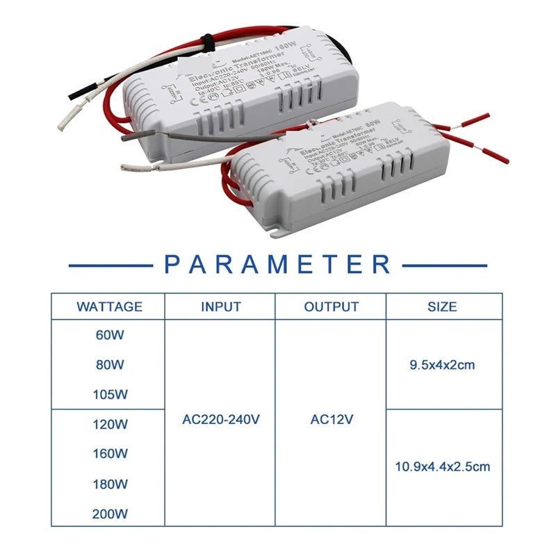 200W محول إلكتروني قابل للتعتيم من AC220V إلى AC12V لمصابيح الهالوجين الكريستالية G4 و G5 و 3 كوارتز - Image 5